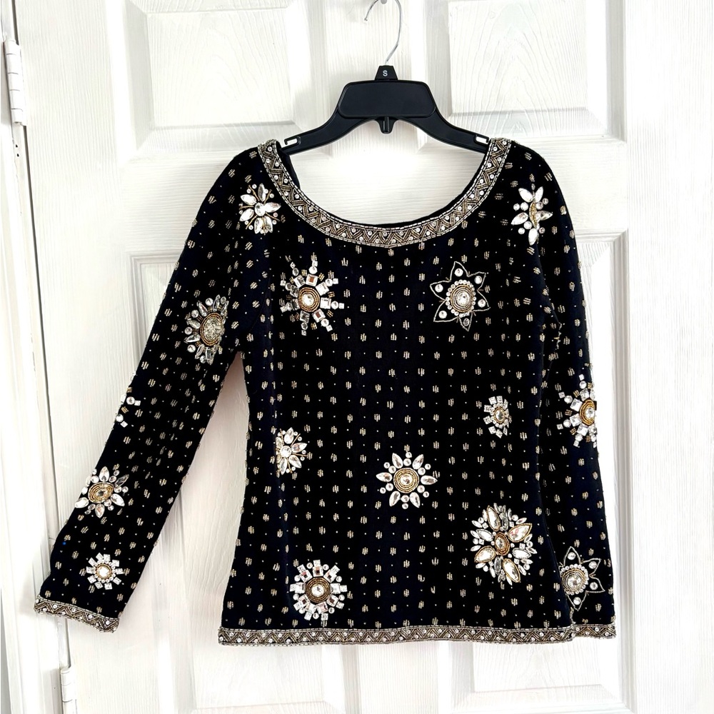 Adrienne Vittadini beaded blouse - Picture 1 of 10